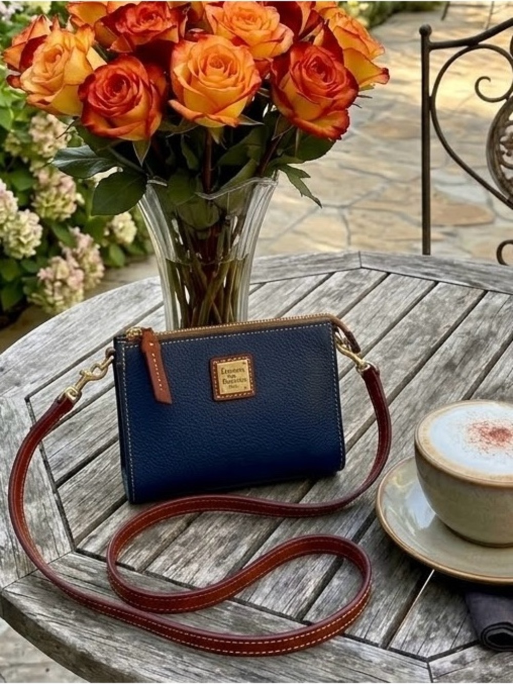 NWT Dooney & Bourke Pebble Grain North/South Janine Crossbody Bag Midnight Blue
